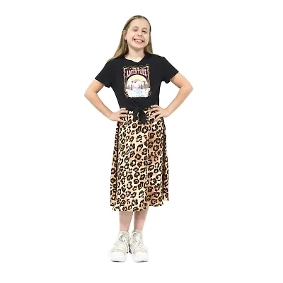 Lilt Big Kid Girls Midi Leopard Dress Set