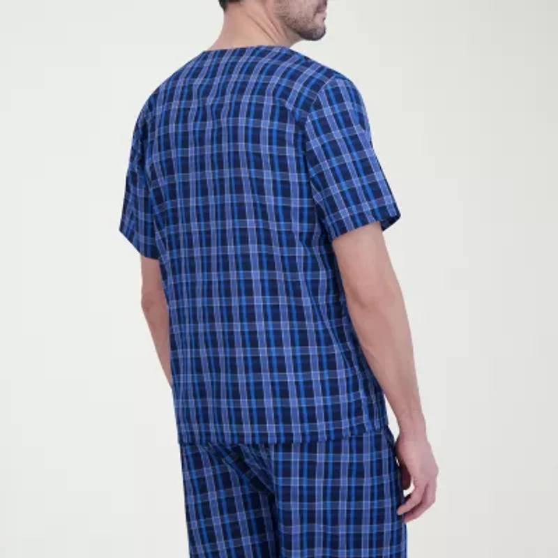 Hanes Mens V-Neck Short Sleeve 2-pc. Pajama Sets