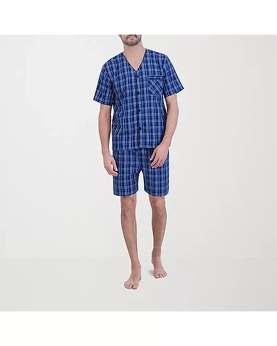 Hanes Mens V-Neck Short Sleeve 2-pc. Pajama Sets