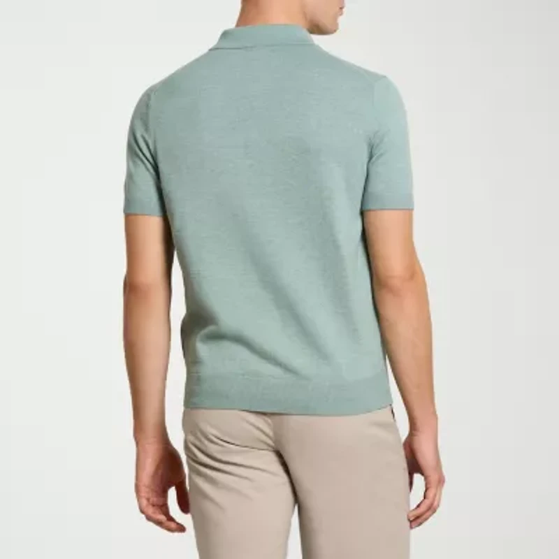 Van Heusen Smart Temp Quarter Zip Mens Short Sleeve Polo Sweater