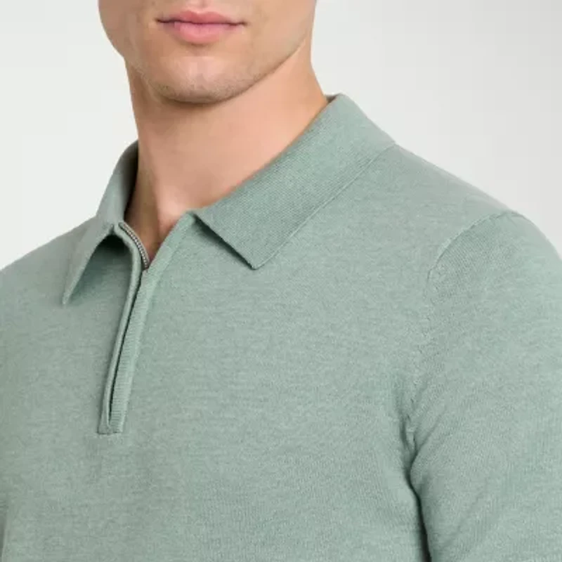 Van Heusen Smart Temp Quarter Zip Mens Short Sleeve Polo Sweater