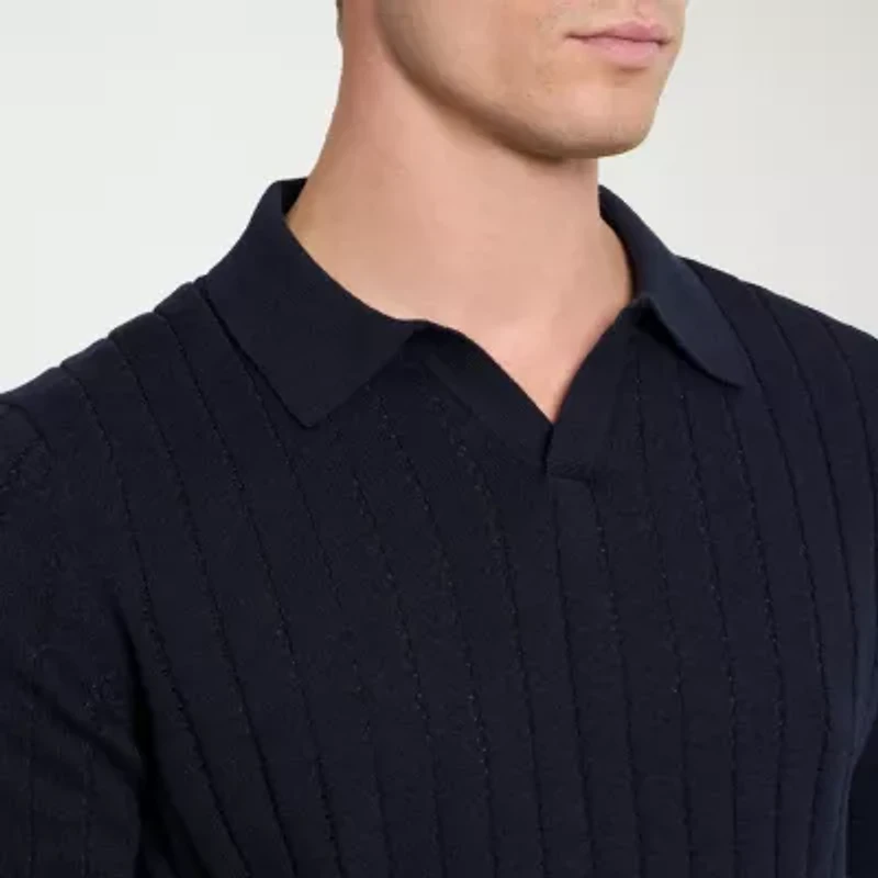 Van Heusen Smart Temp Johnny Collar Mens Short Sleeve Polo Sweater