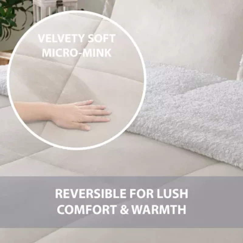 Swift Home Reversible Micro-Mink And Sherpa Midweight Down Alternative Comforter Set