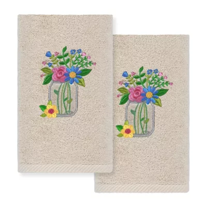 Linum Home Textiles Flower Crown Embroidered 2-pc. Hand Towel