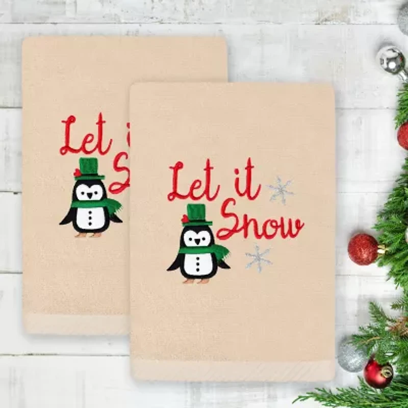 Linum Home Textiles Let It Snow Embroidered 2-pc. Hand Towel