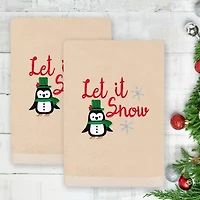 Linum Home Textiles Let It Snow Embroidered 2-pc. Hand Towel