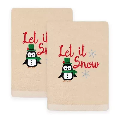 Linum Home Textiles Let It Snow Embroidered 2-pc. Hand Towel