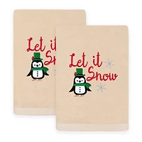 Linum Home Textiles Let It Snow Embroidered 2-pc. Hand Towel