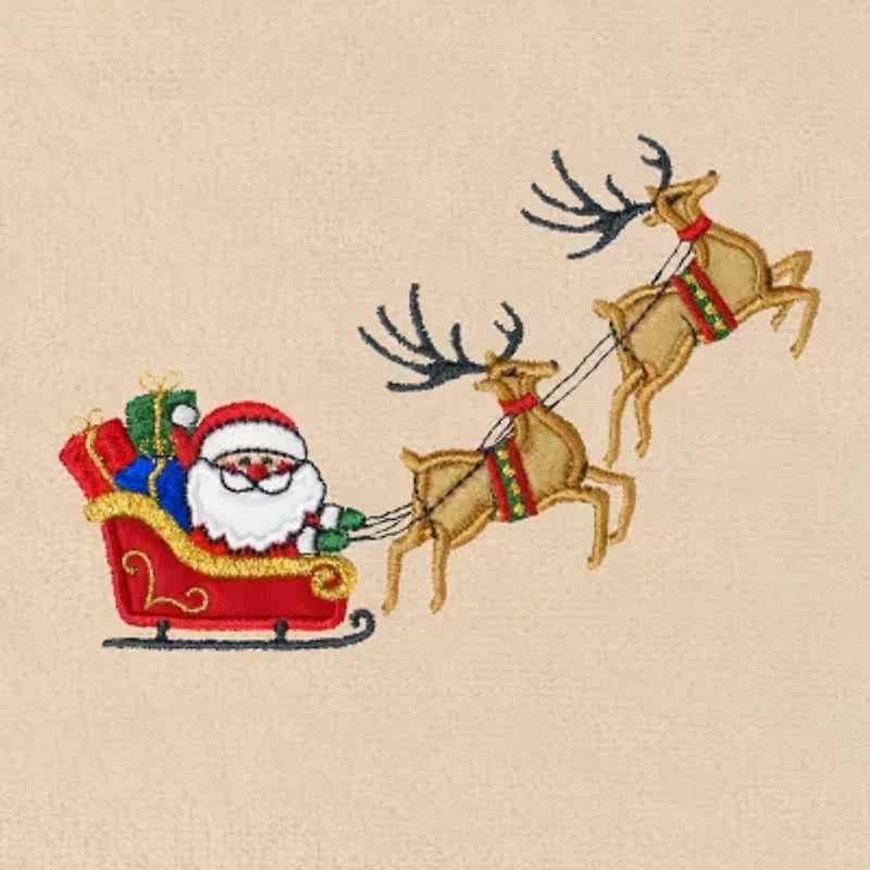 Linum Home Textiles Santas Sled Embroidered 2-pc. Hand Towel
