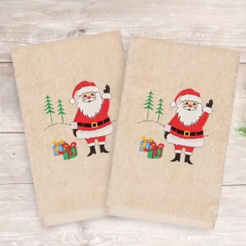 Linum Home Textiles Xmas Santa Waving 2-pc. Hand Towel