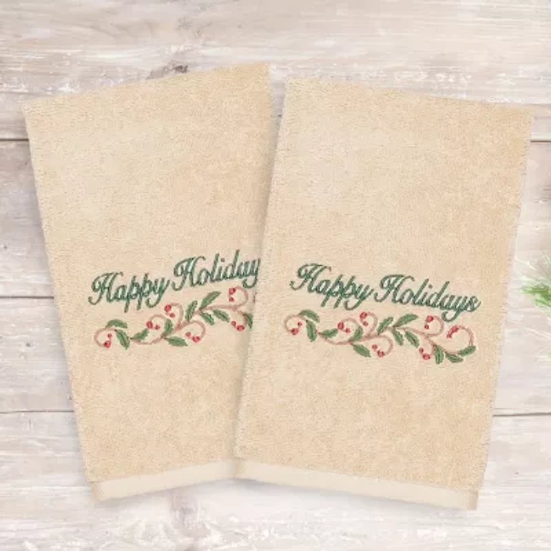 Linum Home Textiles Xmas Happy Holidays 2-pc. Hand Towel