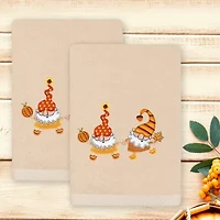 Linum Home Textiles Autumn Gnomes Embroidered 2-pc. Hand Towel