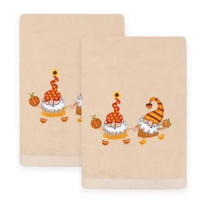 Linum Home Textiles Autumn Gnomes Embroidered 2-pc. Hand Towel