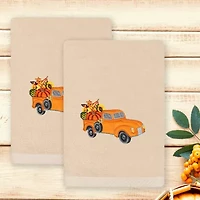 Linum Home Textiles Autumn Truck Embroidered 2-pc. Hand Towel