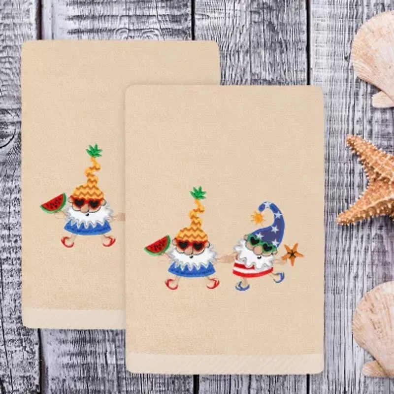 Linum Home Textiles Summer Gnomes Embroidered 2-pc. Hand Towel