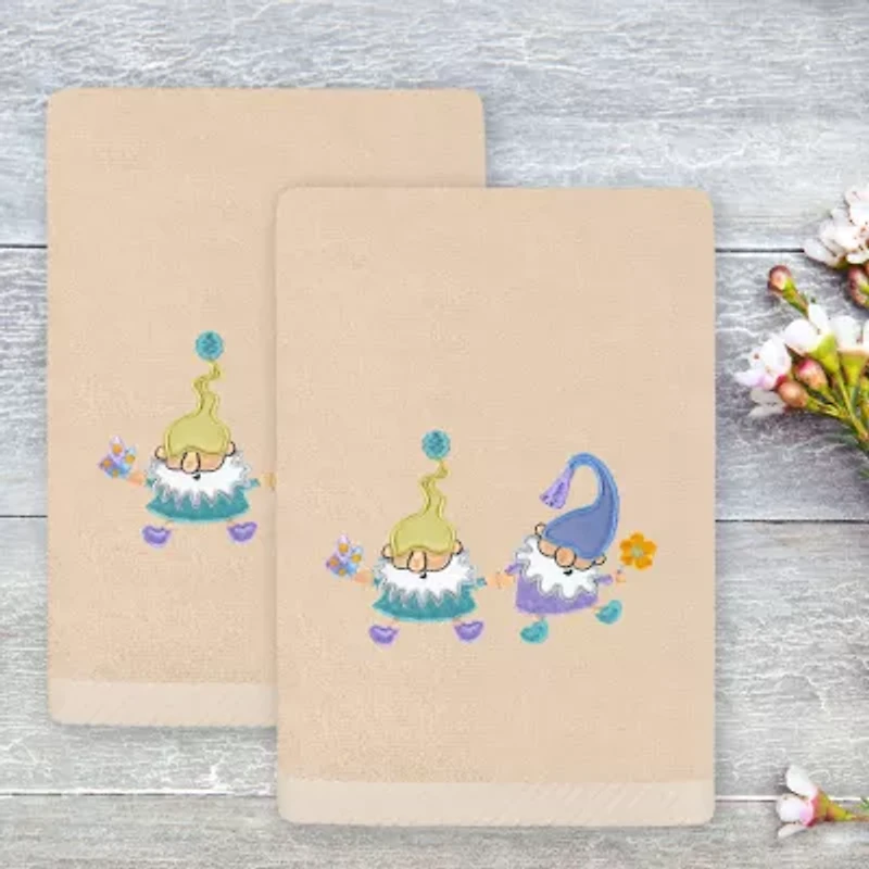 Linum Home Textiles Spring Gnomes Embroidered 2-pc. Hand Towel