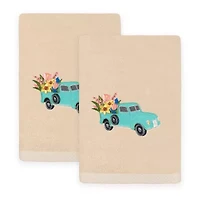 Linum Home Textiles Spring Truck Embroidered 2-pc. Hand Towel