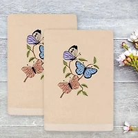 Linum Home Textiles Spring Butterfly Embroidered 2-pc. Hand Towel