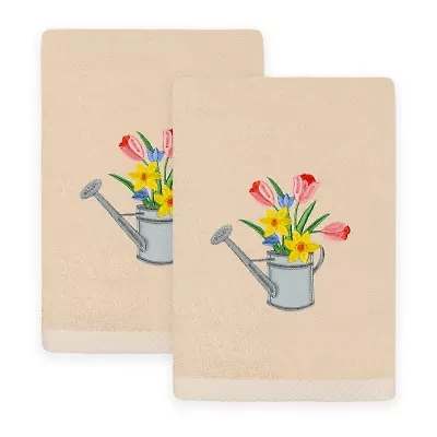 Linum Home Textiles Spring Watering Can Embroidered 2-pc. Hand Towel