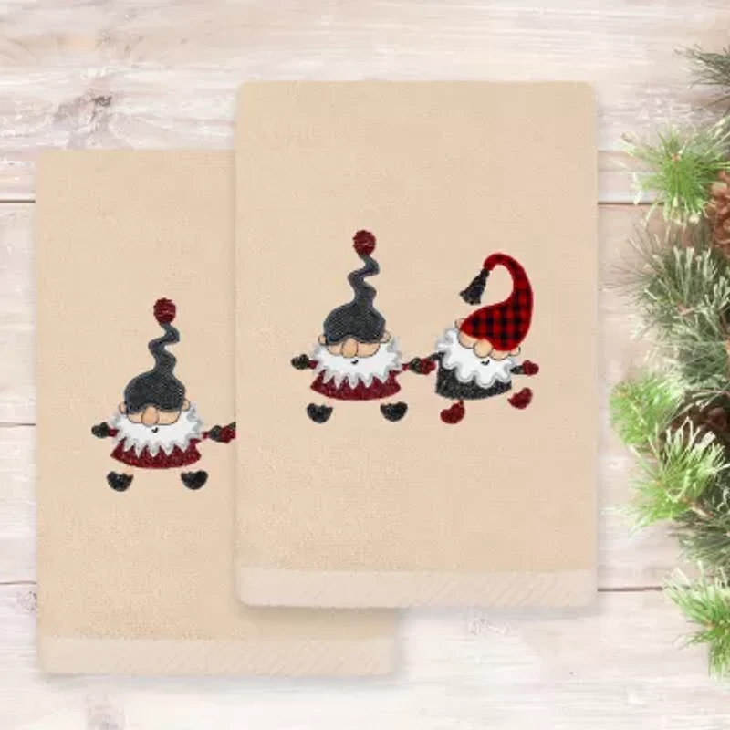 Linum Home Textiles Christmas Gnomes Embroidered 2-pc. Hand Towel
