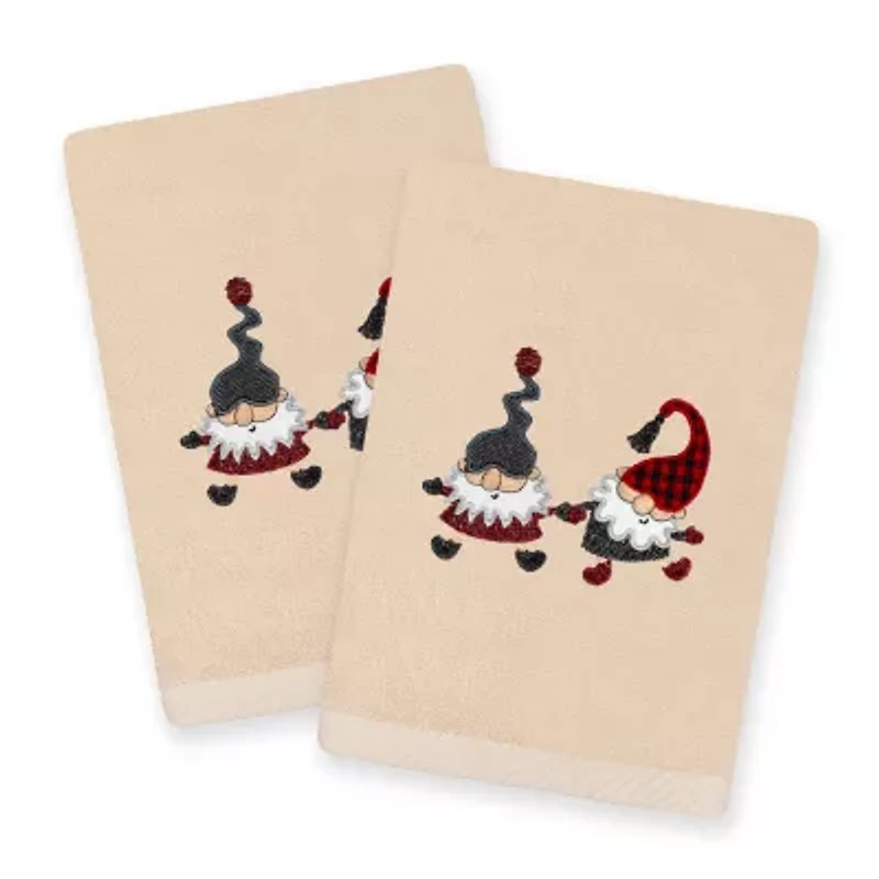 Linum Home Textiles Christmas Gnomes Embroidered 2-pc. Hand Towel
