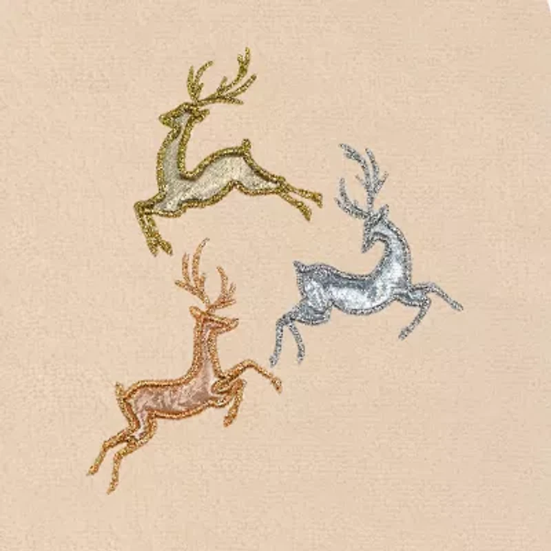 Linum Home Textiles Xmas Leaping Deer Embroidered 2-pc. Hand Towel