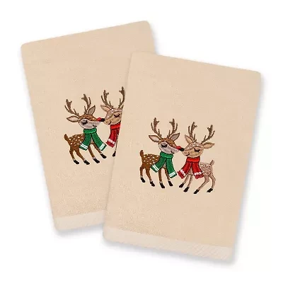 Linum Home Textiles Christmas Kisses Embroidered 2-pc. Hand Towel