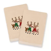 Linum Home Textiles Christmas Kisses Embroidered 2-pc. Hand Towel