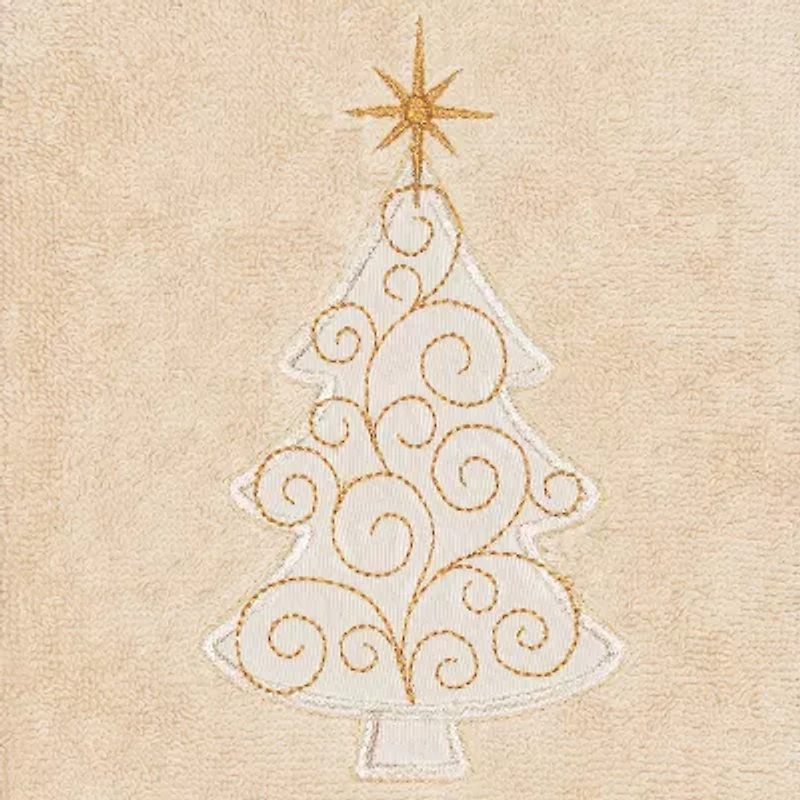 Linum Home Textiles Xmas Scroll Tree Embroidered 2-pc. Hand Towel