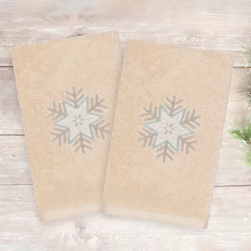 Linum Home Textiles Christmas Crystal Embroidered 2-pc. Hand Towel