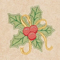 Linum Home Textiles Xmas Holly Bunch Embroidered 2-pc. Hand Towel