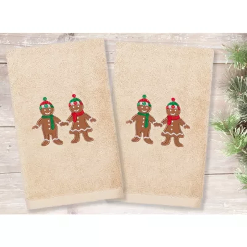 Linum Home Textiles Xmas Gingerbread Embroidered 2-pc. Hand Towel
