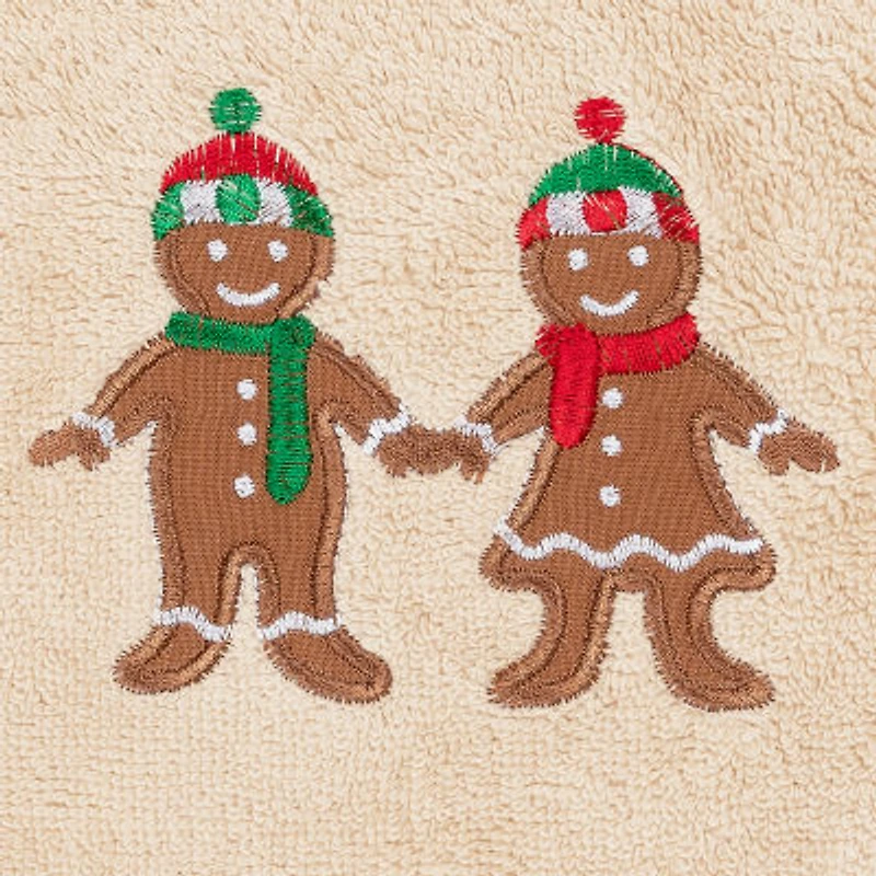 Linum Home Textiles Xmas Gingerbread Embroidered 2-pc. Hand Towel