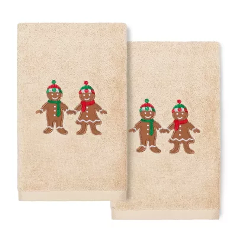 Linum Home Textiles Xmas Gingerbread Embroidered 2-pc. Hand Towel