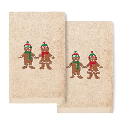 Linum Home Textiles Xmas Gingerbread Embroidered 2-pc. Hand Towel