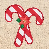 Linum Home Textiles Xmas Candy Canes Embroidered 2-pc. Hand Towel