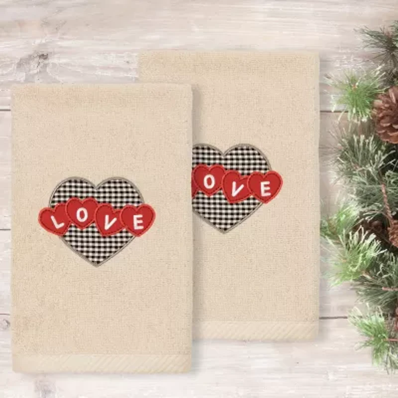 Linum Home Textiles Love Hearts Embroidered 2-pc. Hand Towel