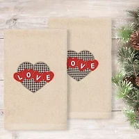 Linum Home Textiles Love Hearts Embroidered 2-pc. Hand Towel