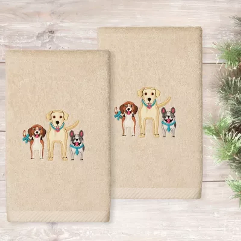 Linum Home Textiles Dogs Embroidered 2-pc. Hand Towel