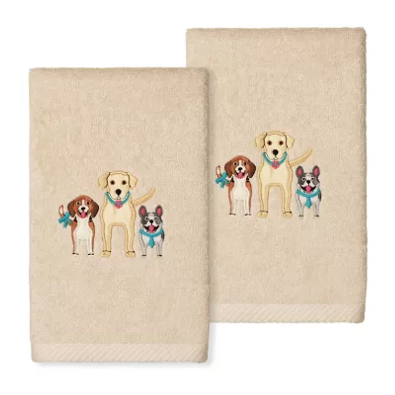 Linum Home Textiles Dogs Embroidered 2-pc. Hand Towel