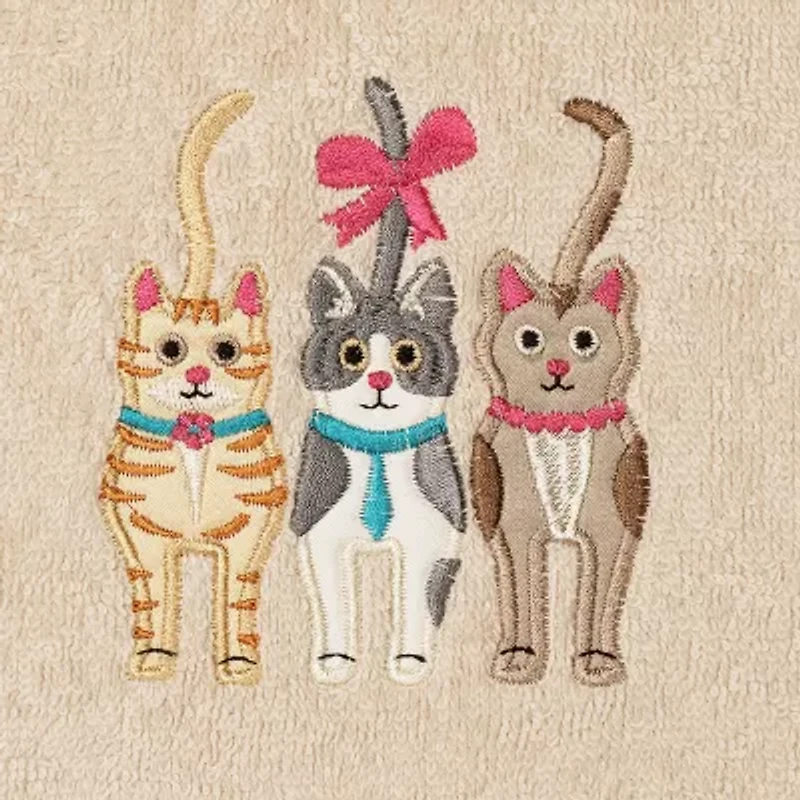 Linum Home Textiles Cats Embroidered 2-pc. Hand Towel