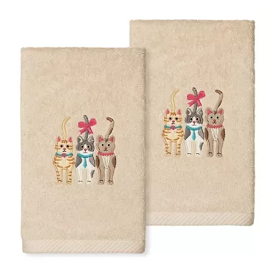 Linum Home Textiles Cats Embroidered 2-pc. Hand Towel