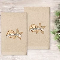 Linum Home Textiles Beach Life Embroidered 2-pc. Hand Towel