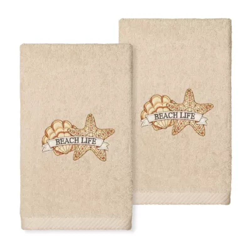 Linum Home Textiles Beach Life Embroidered 2-pc. Hand Towel