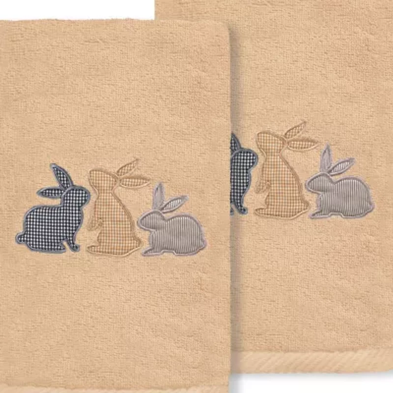 Linum Home Textiles Bunny Row Embroidered 2-pc. Hand Towel