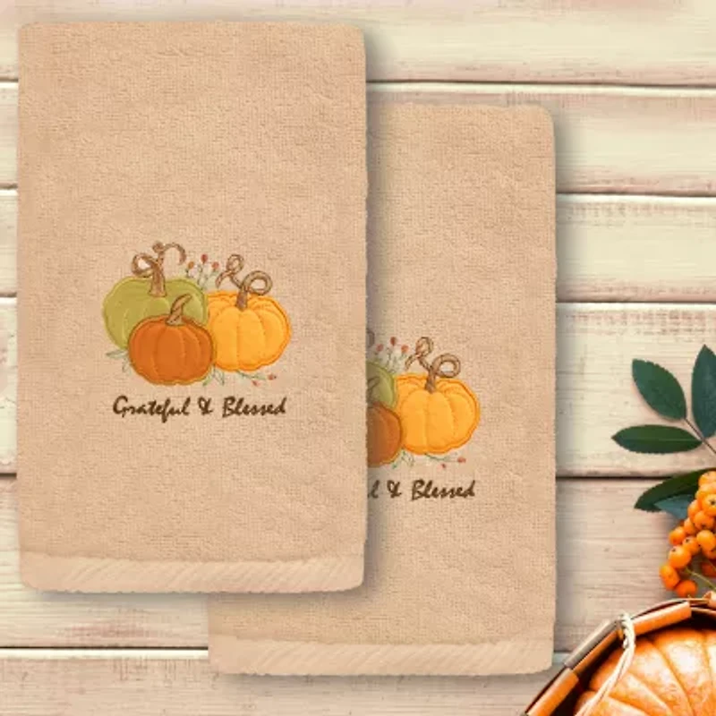 Linum Home Textiles Grateful  Blessed Embroidered 2-pc. Hand Towel