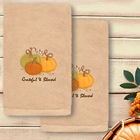 Linum Home Textiles Grateful  Blessed Embroidered 2-pc. Hand Towel