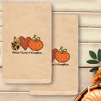Linum Home Textiles Peace Love Pumpkin Embroidered 2-pc. Hand Towel