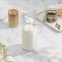 Joyjolt Glass Milk Bottles With Silicone Pour Lid Beverage Dispenser