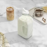 Joyjolt Glass Milk Bottles With Silicone Pour Lid Beverage Dispenser